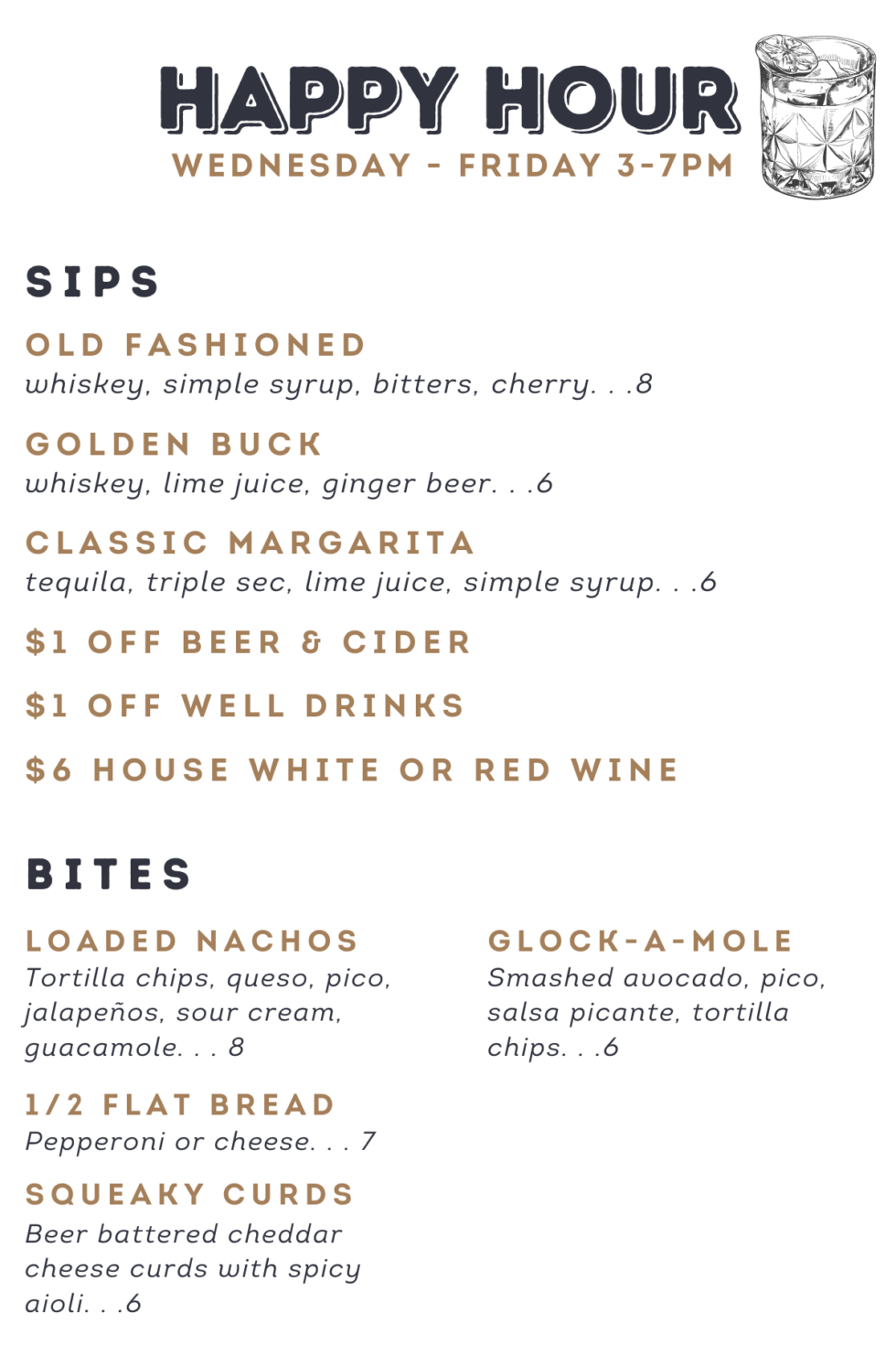 Lakewood Happy Hour Menu 3 PM 6 PM at The Barrel Room